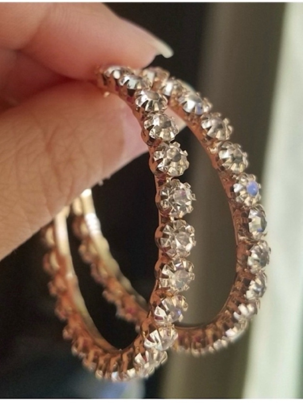 Swarovski Elements Gold Contemporary Hoops with Large Clear Crystals NEW